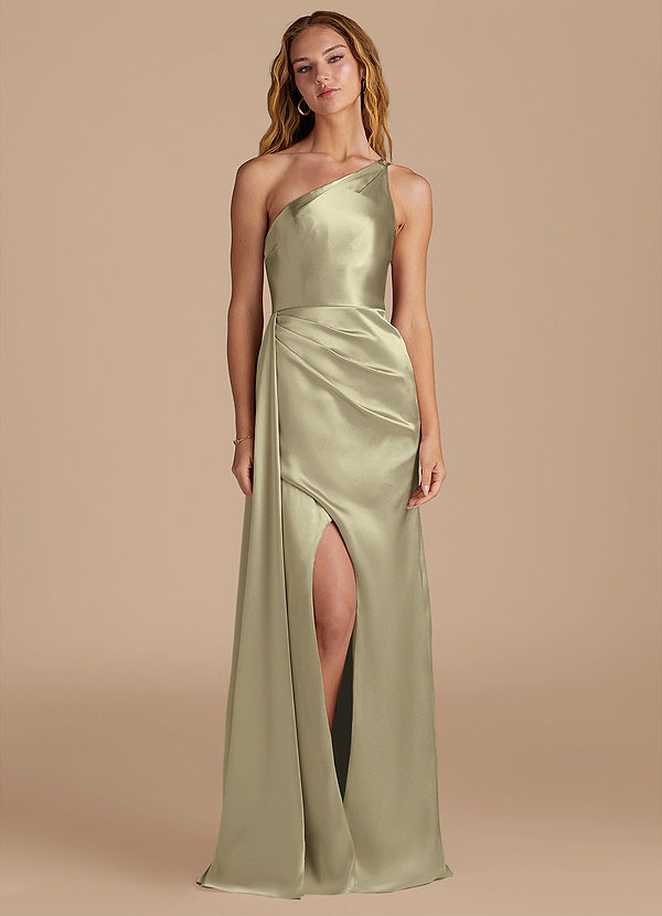 Maron Sheath One Shoulder Metallic Satin Dress