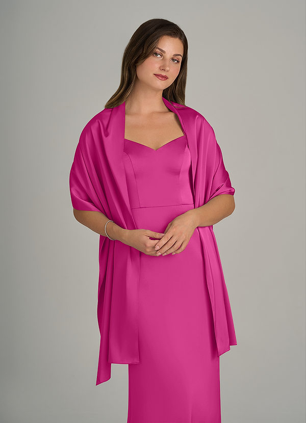 front Azazie Matching Color Ireland Stretch Satin Shawl