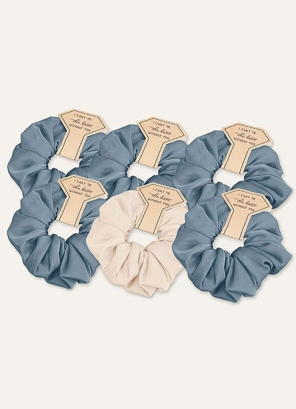front Matching Color Six-Piece Mixed Color Bridesmaid Stretch Satin Regular Size Scrunchie Set