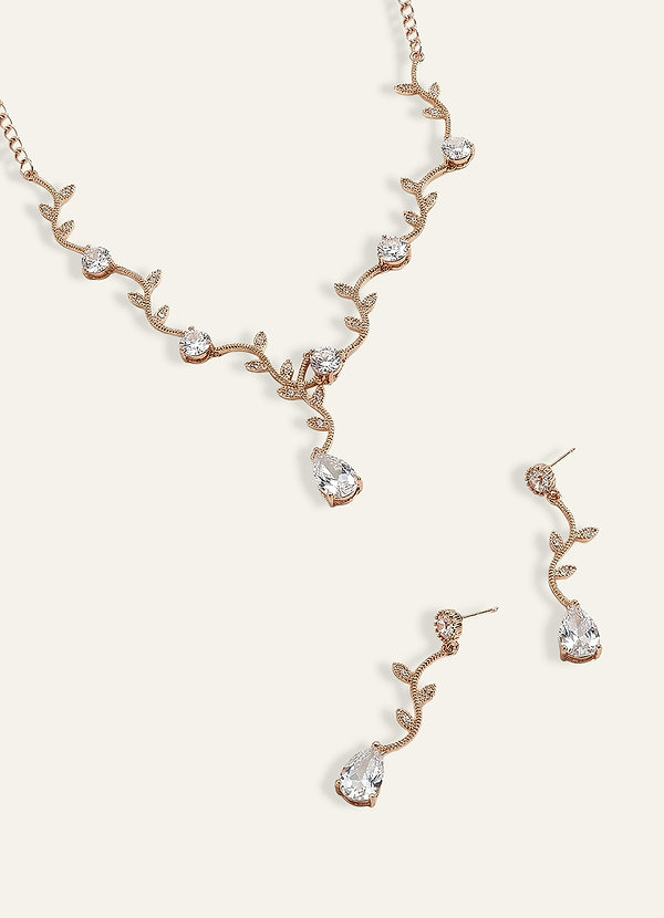 front Zestaw biżuterii z falistym kryształem winorośli