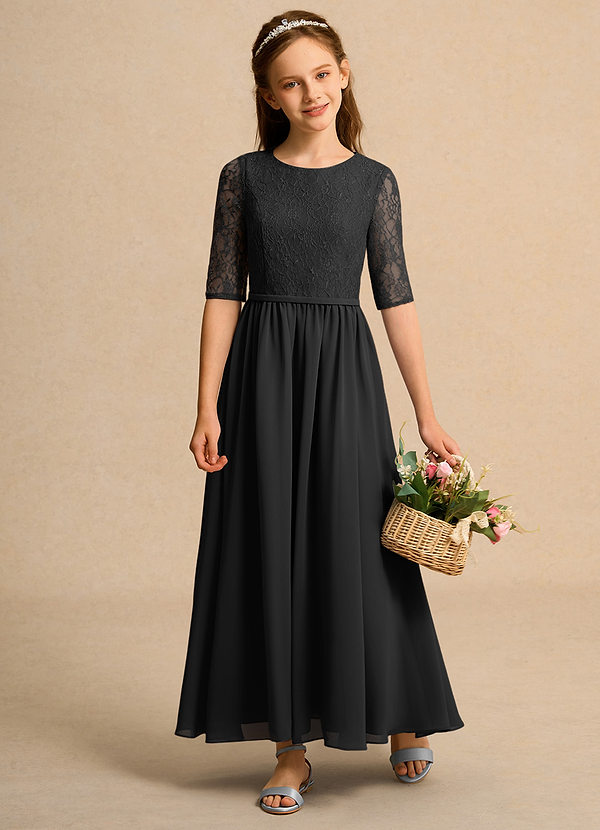 Azazie Pippin Girl Vestidos de Niña de Flores Vestido de Negro de Encaje de Corte En A image1