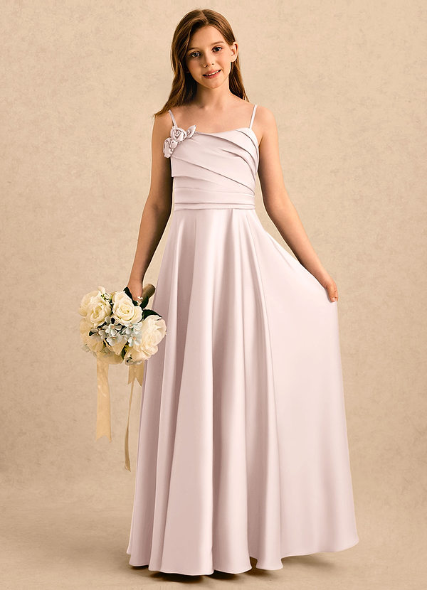 Azazie Gracie Girls Formal Vestidos de arras Vestido de Rosa Rubor de Satén Elástico de Corte en A con Escote de Corazón image1
