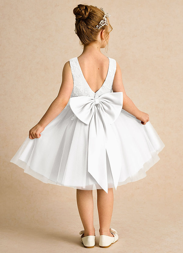 Azazie Butterfly Vestidos de Niña de Flores Vestido de Blanco de Encaje de Corte en A image1