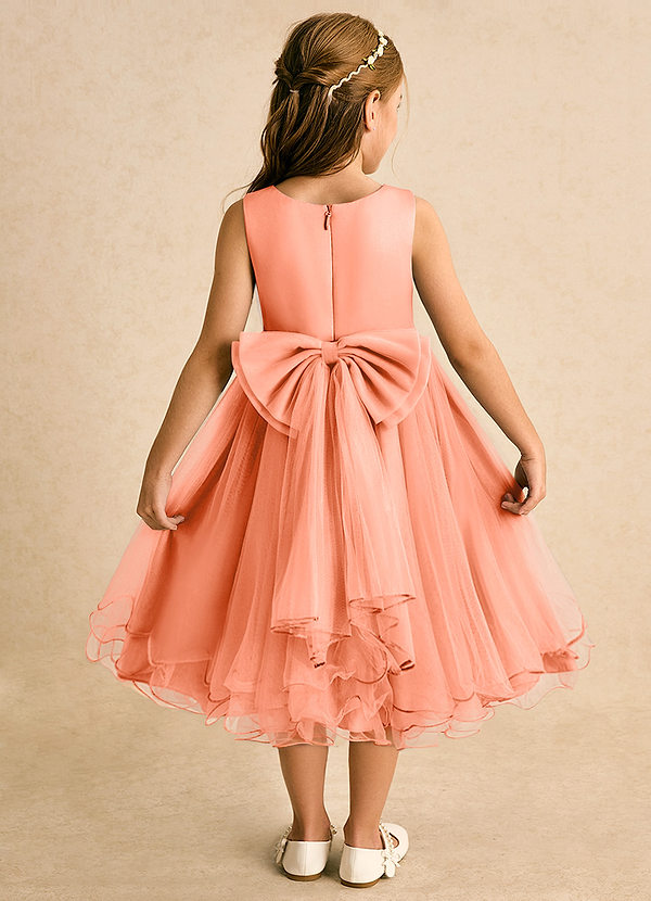 Azazie Lass Vestidos de Niña de Flores Vestido de Atardecer de Tul de Corte En A con Lazo image1