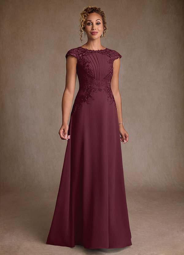 Azazie Christi Mother of the Brides Dresses Cabernet A-Line Lace Chiffon Dress image1
