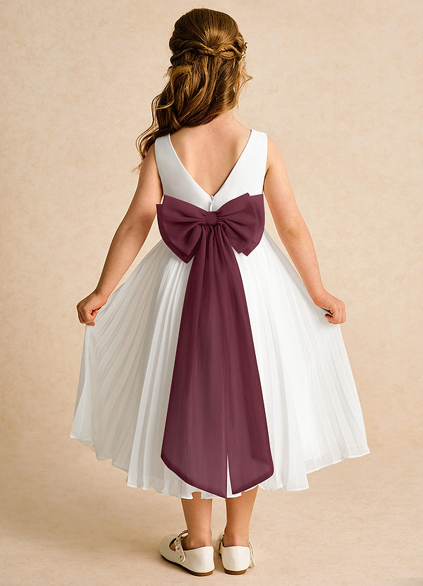 Azazie Margot Abiti da Ragazza di Fiori Abito A-Line in Chiffon Plissettato Avorio Cabernet image1
