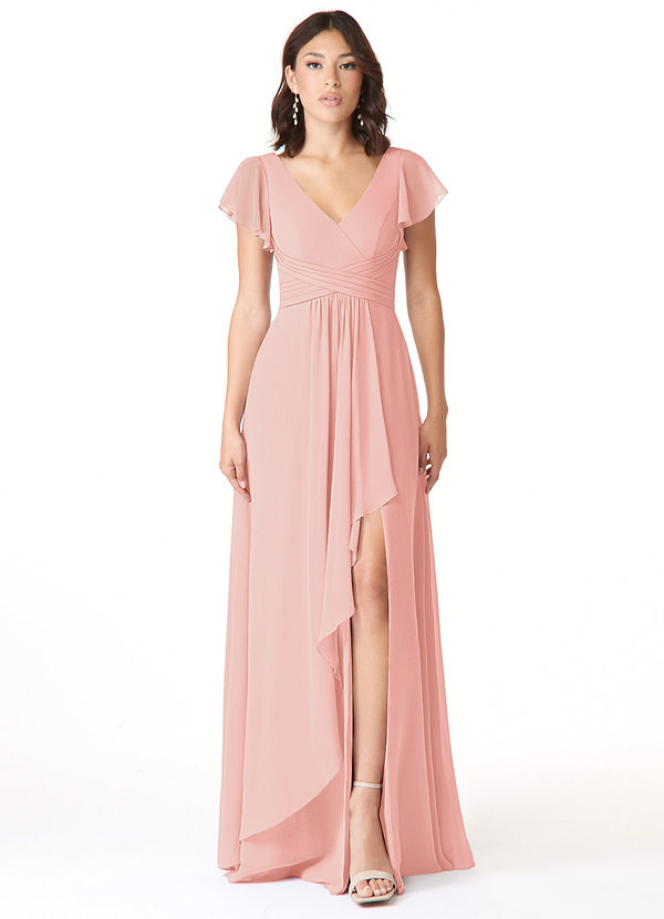 Azazie Omari Bridesmaid Dresses Rosette A-Line Chiffon Dress image1