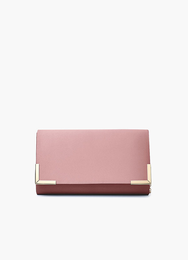 front Matching Color Matte Satin Envelope Clutch Bag