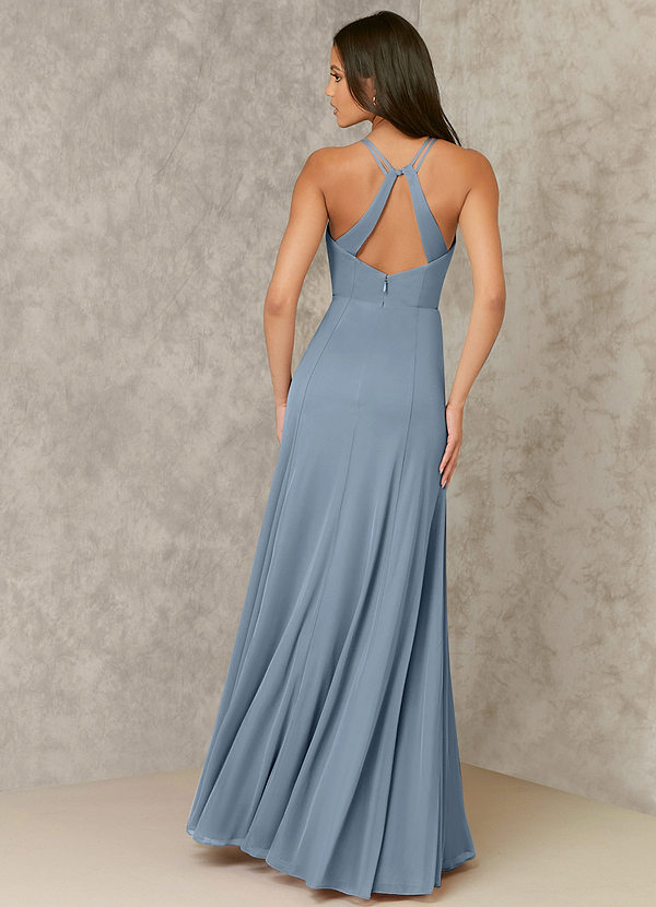 back Spaghetti Strap Halter Mesh Mermaid Dress.