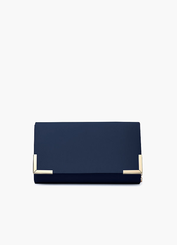 front Matching Color Matte Satin Envelope Clutch Bag