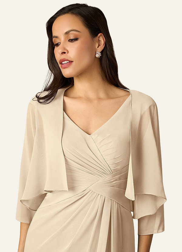 front Azazie Enveloppement En Mousseline De Soie Fisher De Couleur Assortie