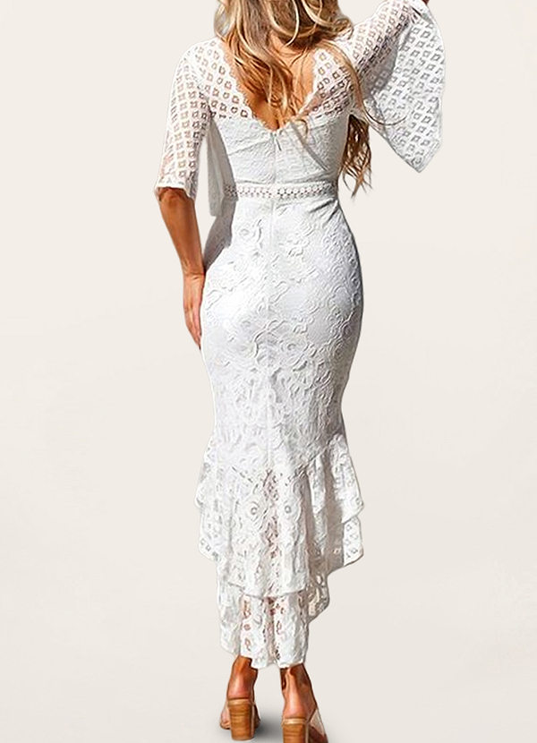 back Folklore White Lace Midi Dress
