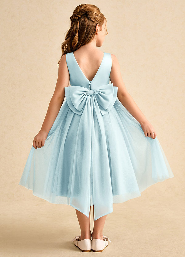 Azazie Winnie Flower Girl Dresses Vestir Vidro Marinho de Tule de Vestido de baile com Arco image1