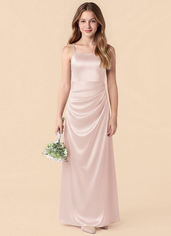 Azazie Renna Junior Meerjungfrau-Linie Plissee Stretch-Satin Kleid Zartrosa image1