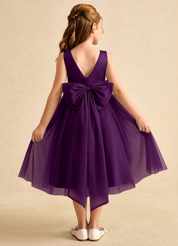 Azazie Winnie Flower Girl Dresses Grape Ball-Gown Bow Tulle Dress image1