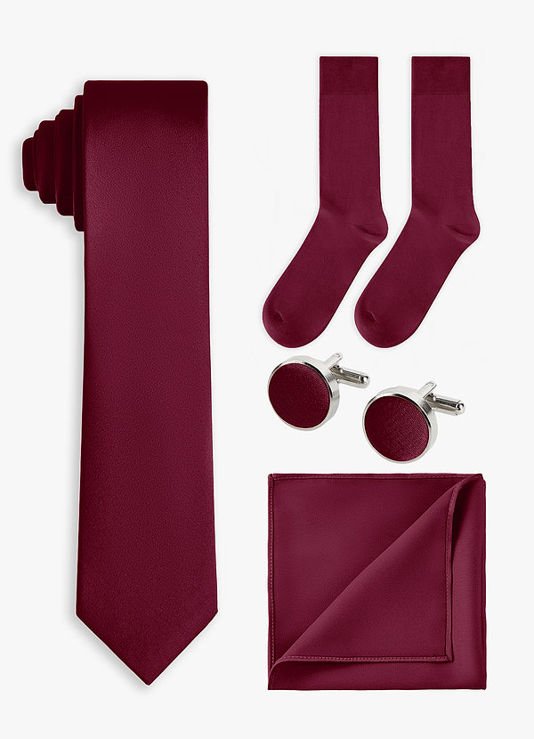 front Matching color 4-Piece Stretch Satin Skinny Tie Set