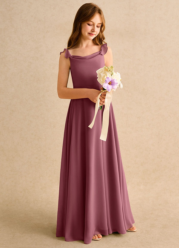 Azazie Puppy Girls Formal Flower Girl Dresses Desert Rose A-Line Pleated Chiffon Dress image1