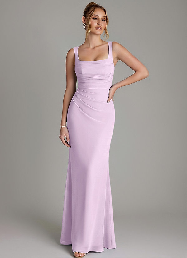 Azazie Agustina Bridesmaid Dresses Frosted Lilac Mermaid Corset Chiffon Dress image1