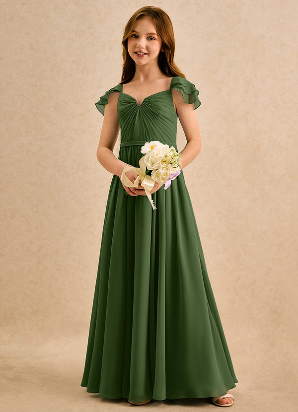 Azazie Meimei Girls Formal Klänningar för brudeflicka Klä A-Line i Chiffong Plisserad image1