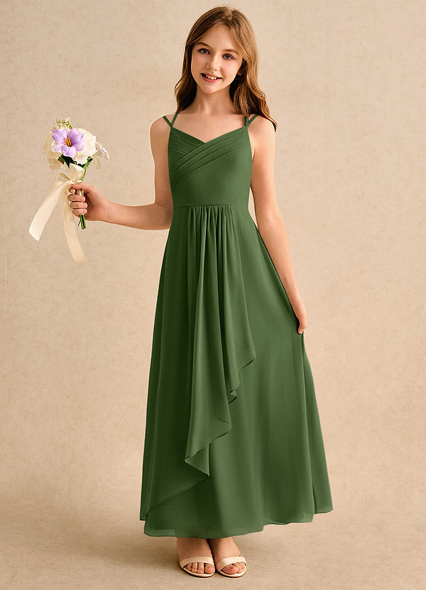 Azazie Zaida Girls Formal Blommflicksklänningar Klänning A-Line i Chiffong Plisserad image1