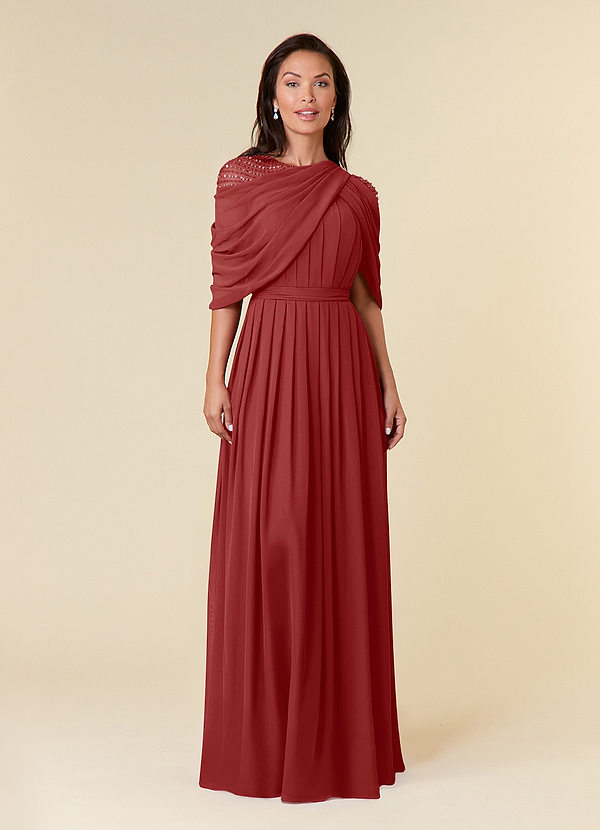Azazie Olena Mother of the Brides Dresses Rust A-Line Sequins Chiffon Dress image1