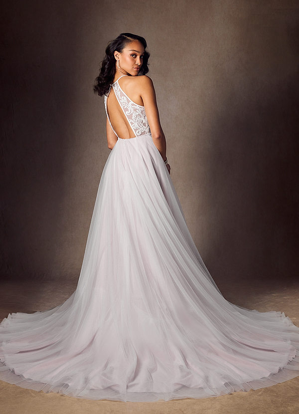 Azazie Odell Wedding Dresses Lavender Mist A-Line Halter Sequins Tulle Dress image1