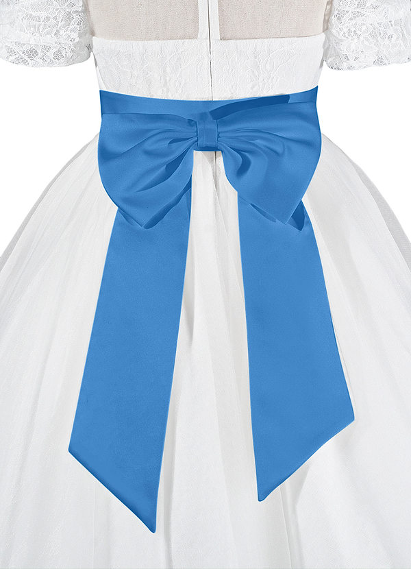 front Matching Color Matte Satin Sash with Back Bow