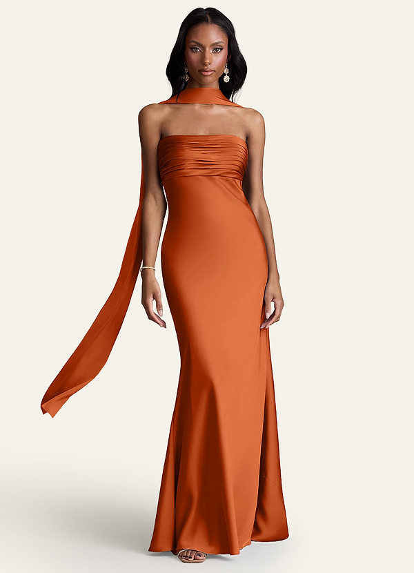 front Azazie Matching Color Stretch Satin Scarf