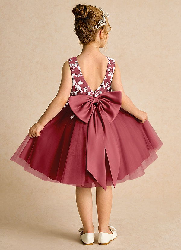 Azazie Butterfly Blumenkinder Kleider A-Linie Spitze Kleid Granatapfelrot image1