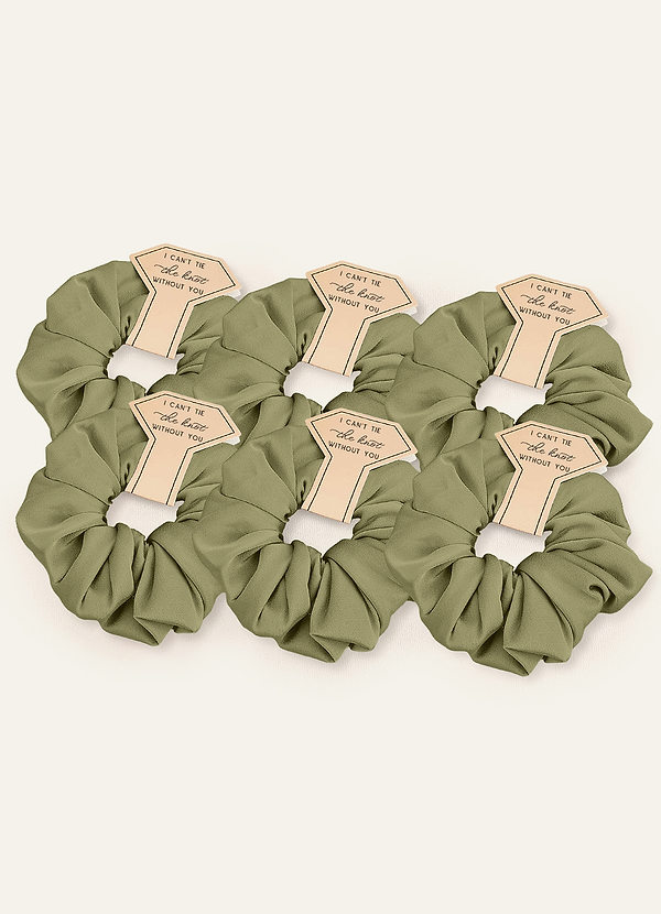 front Matchende Farge Seksdelt Brudepike Stretch Satin Over Size Scrunchie Sett