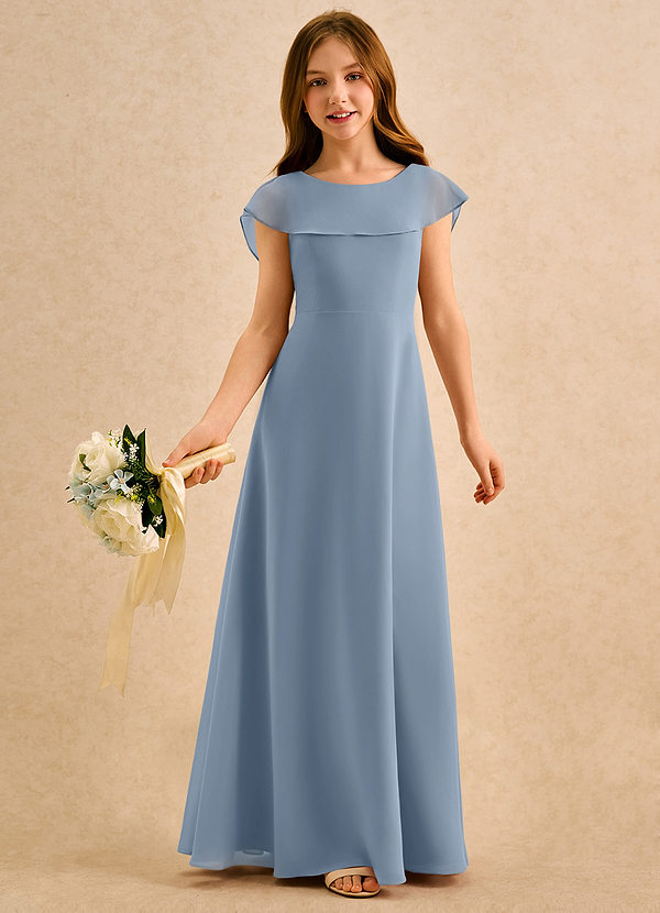 Azazie Kittie Girls Formal Sukienki dla dziewczynek sypiących kwiaty Linia A Szyfon Długość podłogi Sukienka image1