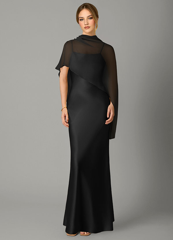 Jaleesa Bridesmaid Dresses Black Sheath High Neck Stretch Satin Dress image1