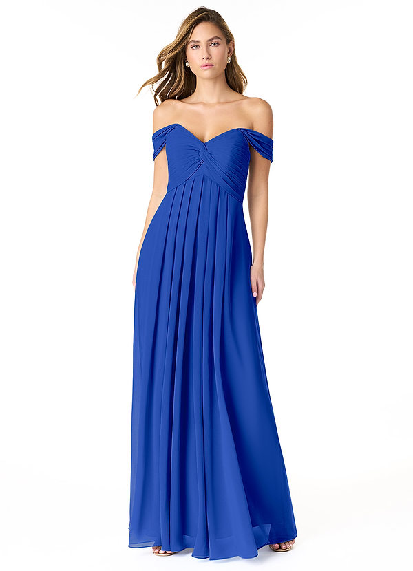 Azazie Kaitlynn Bridesmaid Dresses Royal Blue Empire Ruched Chiffon Convertible Dress image1