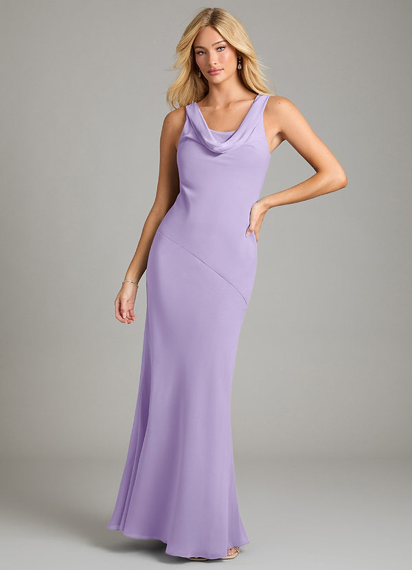 Azazie Rylina Bridesmaid Dresses Lilac Mermaid Pleated Chiffon Dress image1