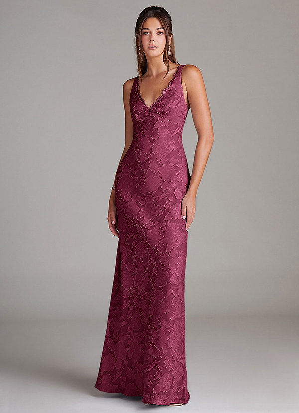 Tianna Bridesmaid Dresses Mulberry Sheath Lace Floral Burnout Dress image1