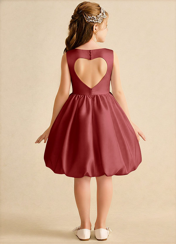 Azazie Nirvana Bloemenmeisjes Jurken Baljurk Jurk van Mat Satijn Ruches Roest image1