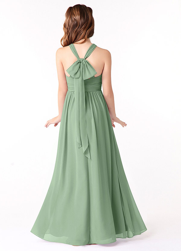 Azazie Jaylah Vestido de Matcha de Gasa/ Chiffon de Acampanado con Volante image1