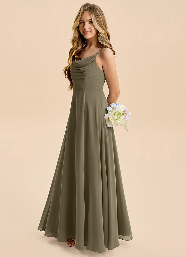 Gia Junior Willow Green A-Line Pleated Chiffon Dress image1
