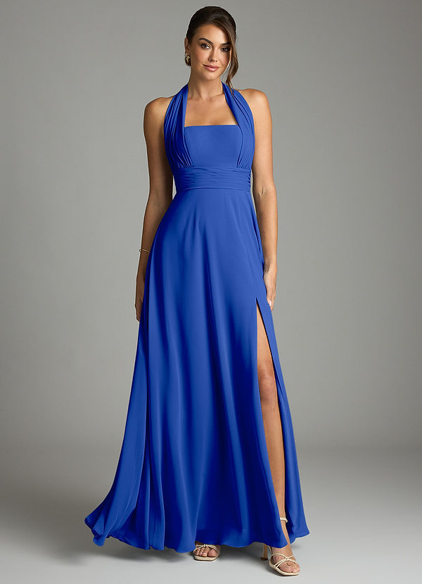 Azazie Tamira Suknie dla druhen Linia A Pofałdowany Szyfon Do ziemi Sukienka image1