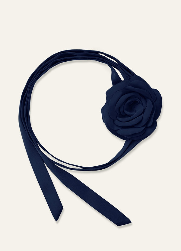 front Matching Color Chiffon Rose Flower Rope Necklace