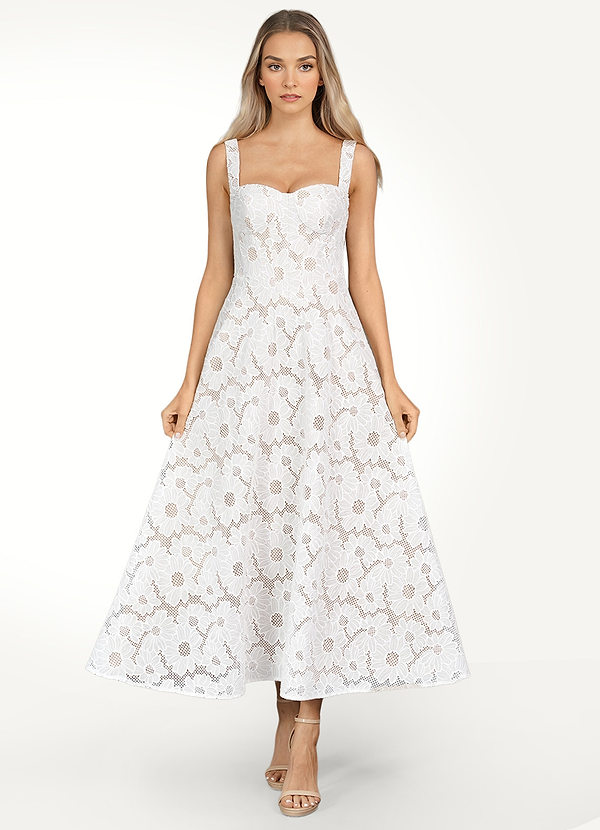 Charlotte White Lace Midi Dress image1