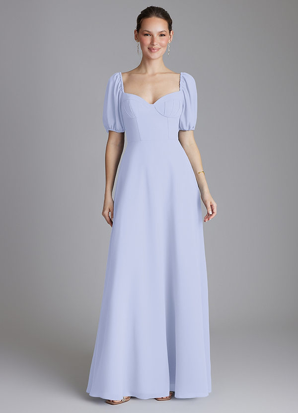 Azazie Fatima Bridesmaid Dresses Lavender A-Line with Pockets Chiffon Dress image1