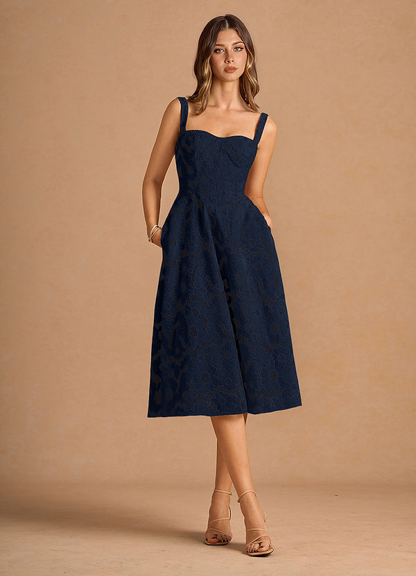Liz Navy Midi Dress Azazie — free download