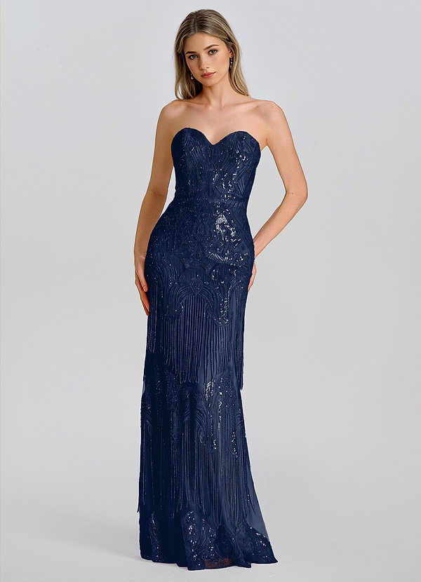 Winona Marine Strapless maxi-jurk in zeemeerminstijl met kralenfranjes image1