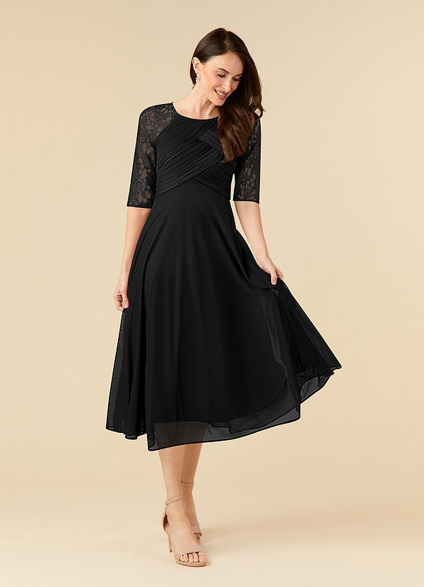 Azazie Gracelyn Vestidos de Madre de la Novia Vestido de Negro de Encaje de Corte En A image1
