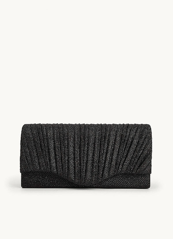 front Shimmer Pleated Flap Clutch
