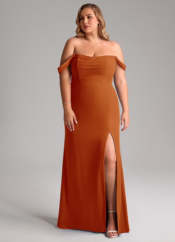 Azazie Saige Vestidos Dama de Honor Vestido de Pimenton de Gasa de Corte en A Convertible con Vestidos sin tirantes image1