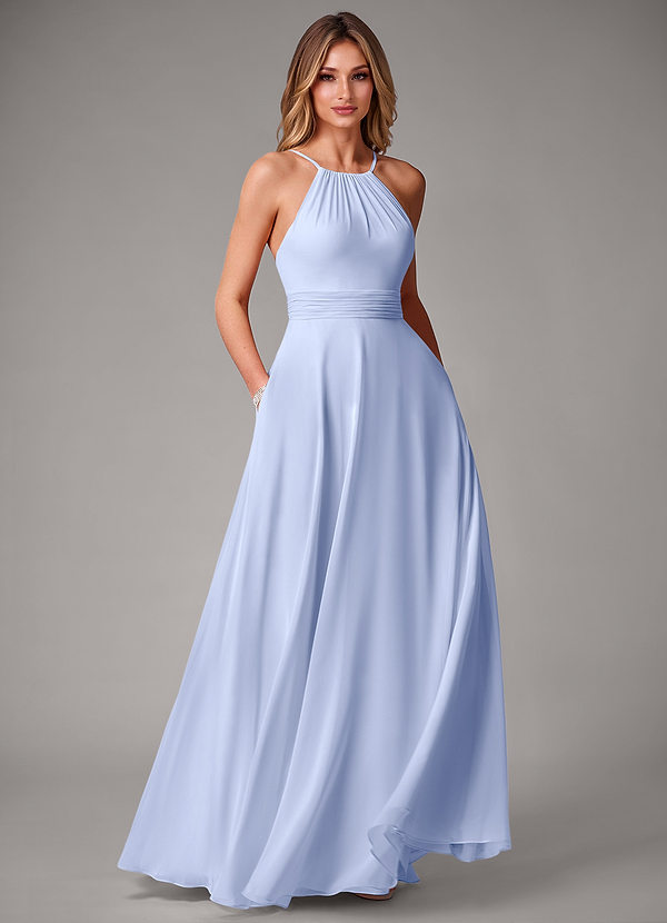 Azazie Amalia Bridesmaid Dresses Ice A-Line Pleated Chiffon Dress image1