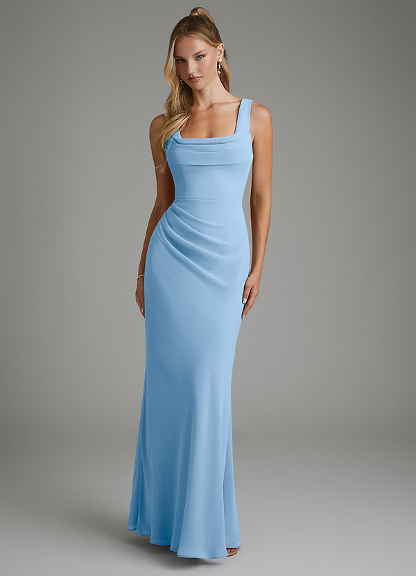 Azazie Asa Bridesmaid Dresses Powder Blue Sheath Corset Chiffon Dress image1