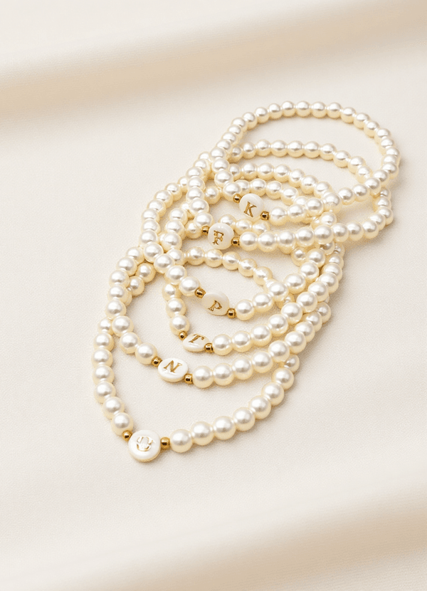 front Initial Letter Pearl Bracelet